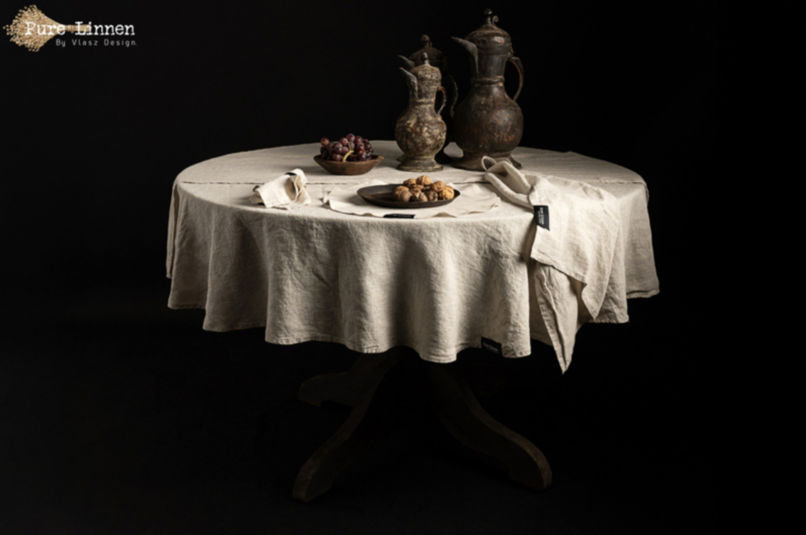 Pure Linnen placemat Eve rond naturel set van 2