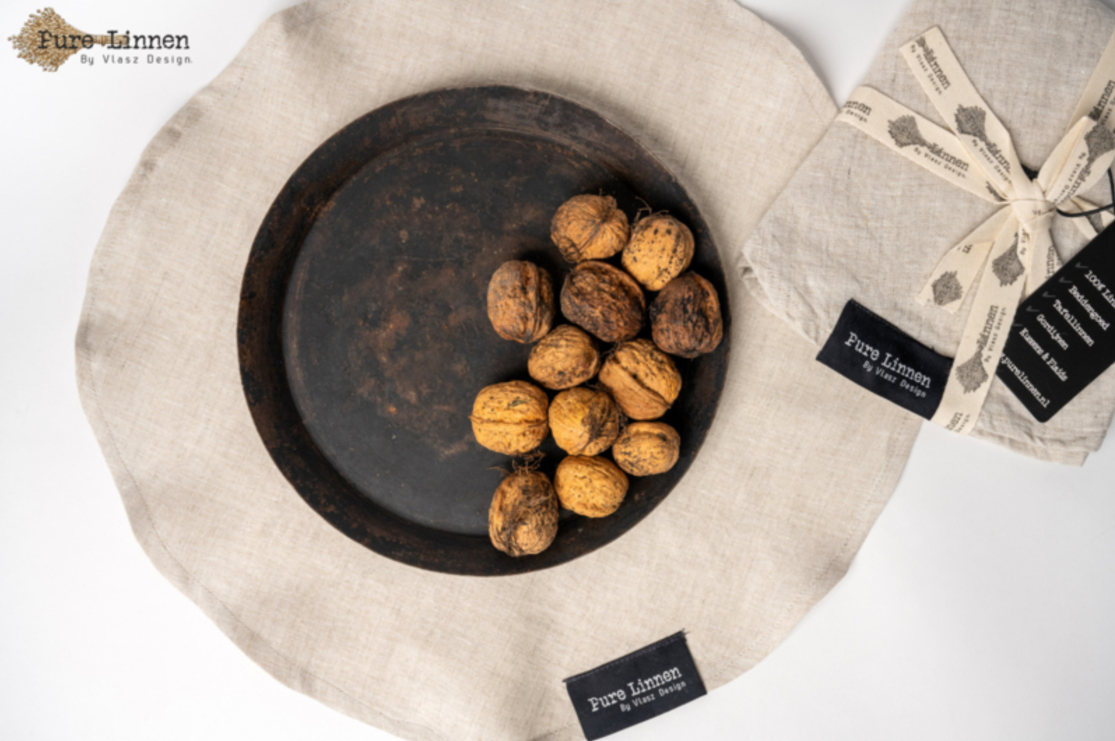 Pure Linnen placemat Eve rond naturel set van 2