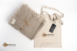 Pure linnen plaid naturel fransjes