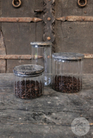 Glazen voorraadpot bewerkt medium