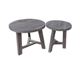 Driftwood ronde tafeltjes set van 2