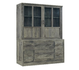 Driftwood vitrinekast scandi 2deurs 6lades