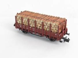 Fleischmann 8202 8701K N DB Open laadbakwagen, type/uitvoering Rr 20, 2-assig, bruin, met dwarsliggende ronde balken in ovp