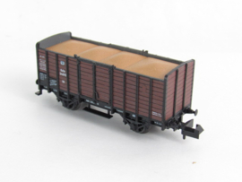 Minitrix 13641 N KPEV Open goederenwagon (veewagen), type VO, 2-assig, bruin/zwart in ovp
