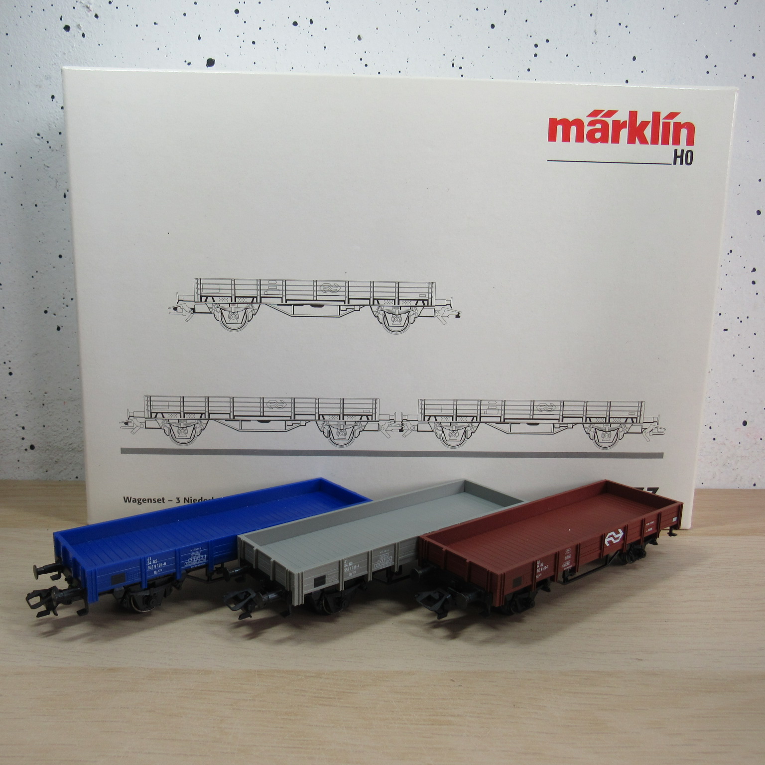 Marklin 44333 NS set lageboordwagens in ovp