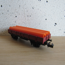 Ibertren 309 N Renfe Lageboordwagen, 2-assig, bruin, beladen met buizen in ovp