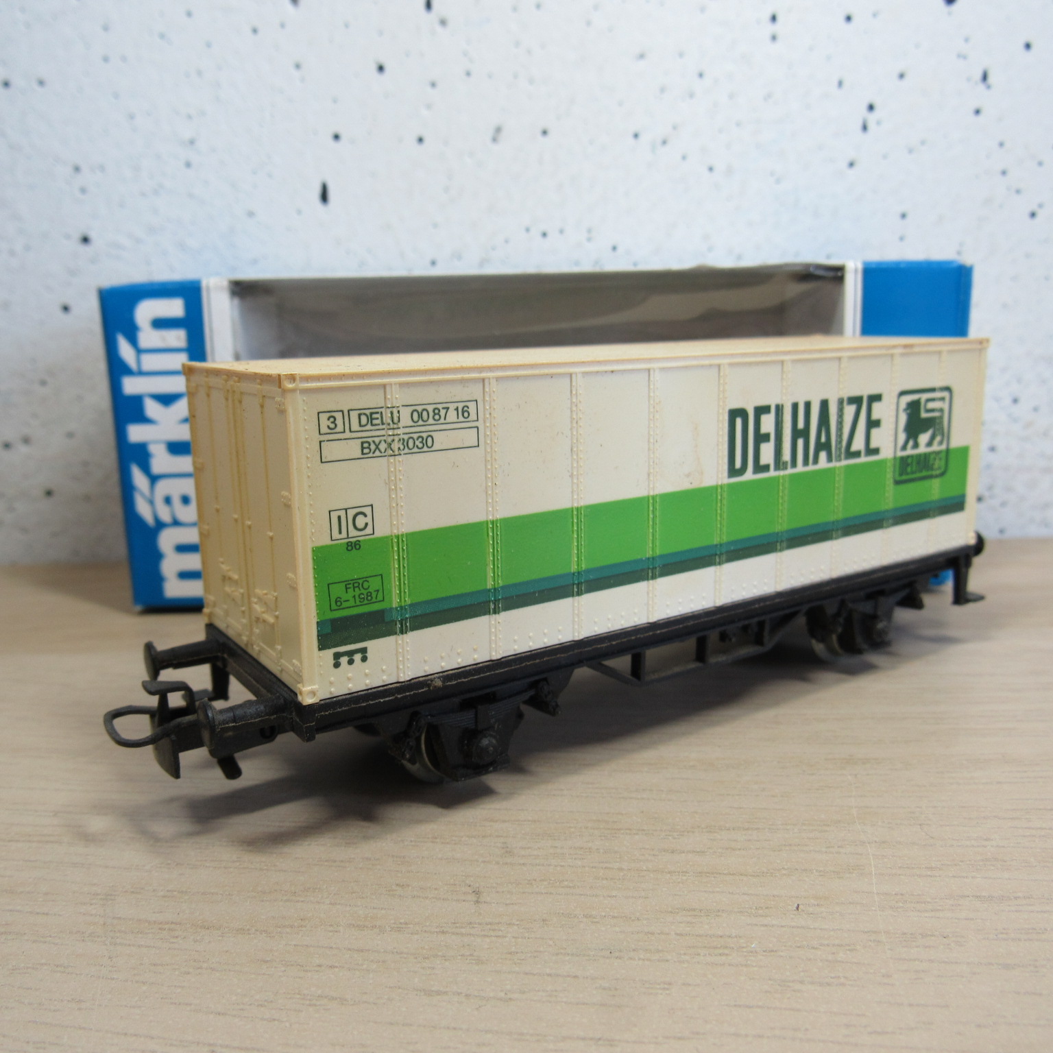 Marklin 4481 NMBS Containerdraagwagen (Delhaize) in Vervangende verpakking