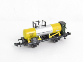 Minitrix 13206 N K.Bay.Sts.B Ketelwagen met rem, 2-assig, geel/zilver, 'Chemische Werke GmbH München' in ovp