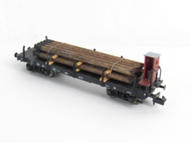 Fleischmann 828505K N DB Open laadbakwagen met Brhs, type/uitvoering SSk 07, 4-assig, geladen met telegraafpalen in ovp