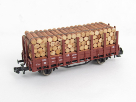 Fleischmann 8202 8701K N DB Open laadbakwagen, type/uitvoering Rr 20, 2-assig, bruin, met dwarsliggende ronde balken in ovp