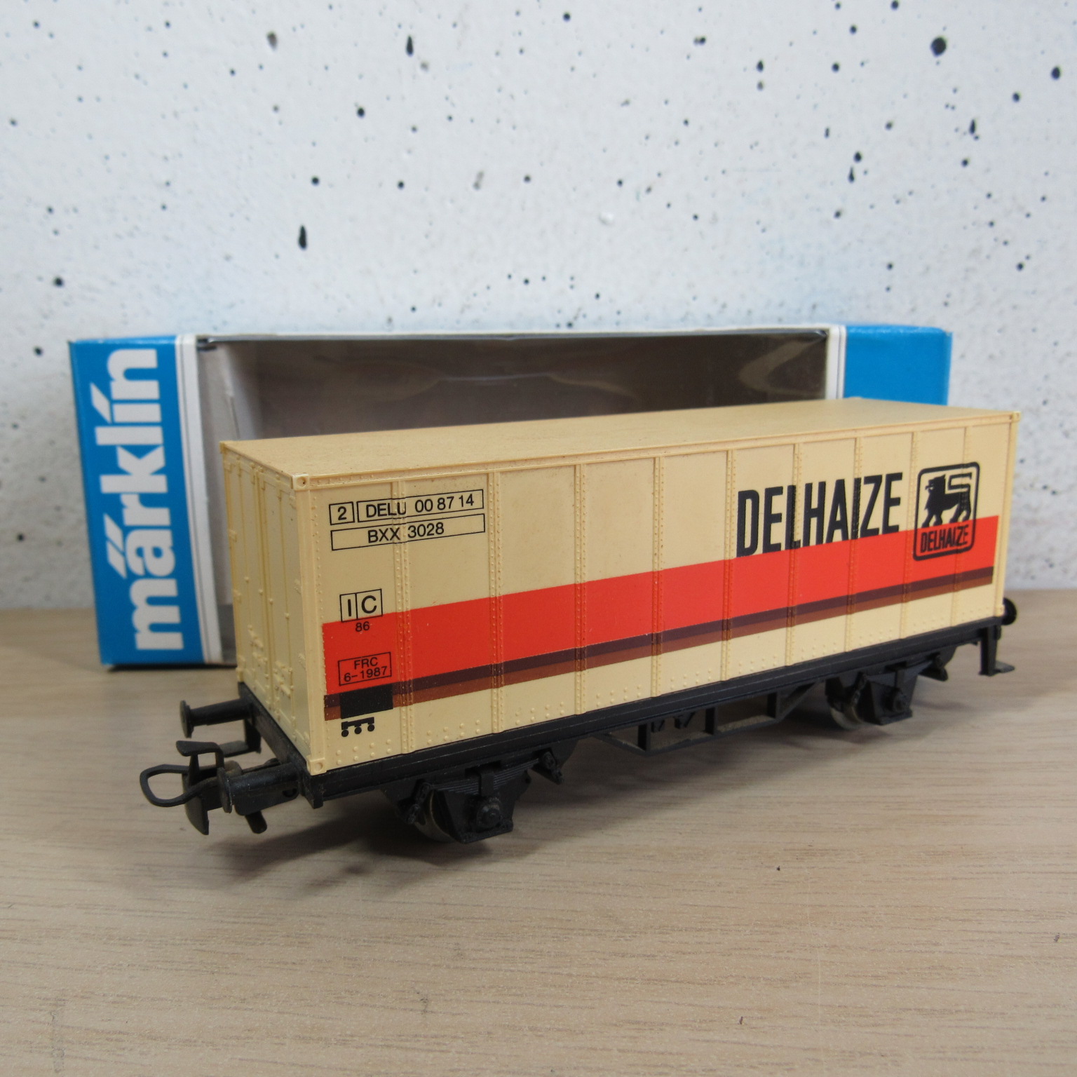 Marklin 4481 NMBS Containerdraagwagen (Delhaize) in Vervangende verpakking
