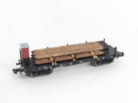 Fleischmann 828505K N DB Open laadbakwagen met Brhs, type/uitvoering SSk 07, 4-assig, geladen met telegraafpalen in ovp