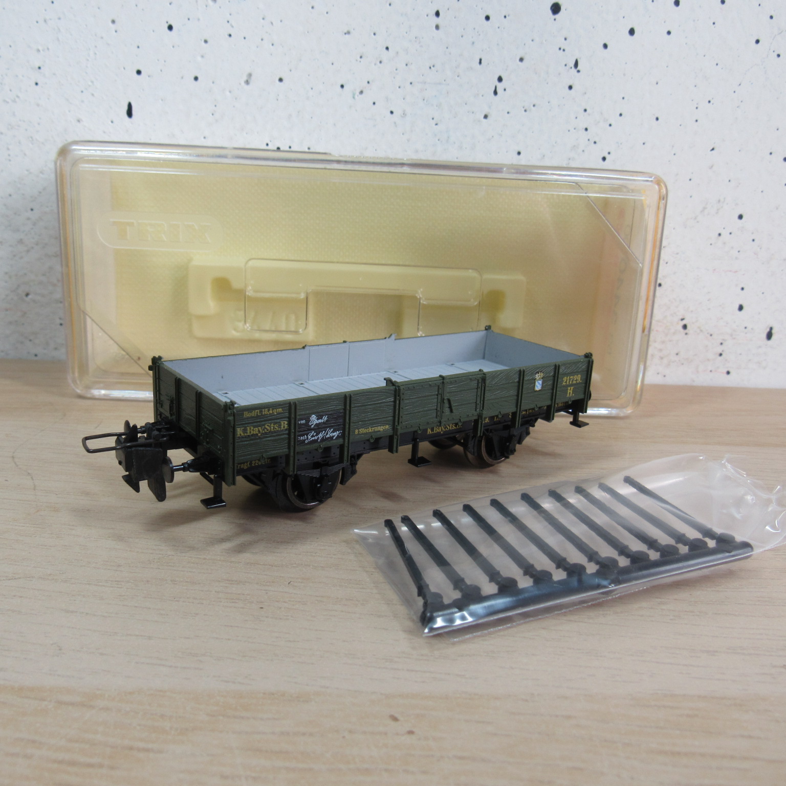Trix express 53 3440 00 K.Bay.Sts.B platte wagen in ovp