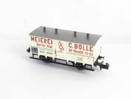 Minitrix 13643 N KPEV Melkwagen, 2 assen, wit, `MEIEREI C. BOLLE`, `Berlijn NW` in ovp