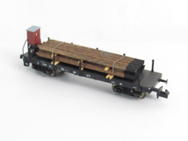 Fleischmann 828505K N DB Open laadbakwagen met Brhs, type/uitvoering SSk 07, 4-assig, geladen met telegraafpalen in ovp