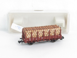 Fleischmann 8202 8701K N DB Open laadbakwagen, type/uitvoering Rr 20, 2-assig, bruin, met dwarsliggende ronde balken in ovp