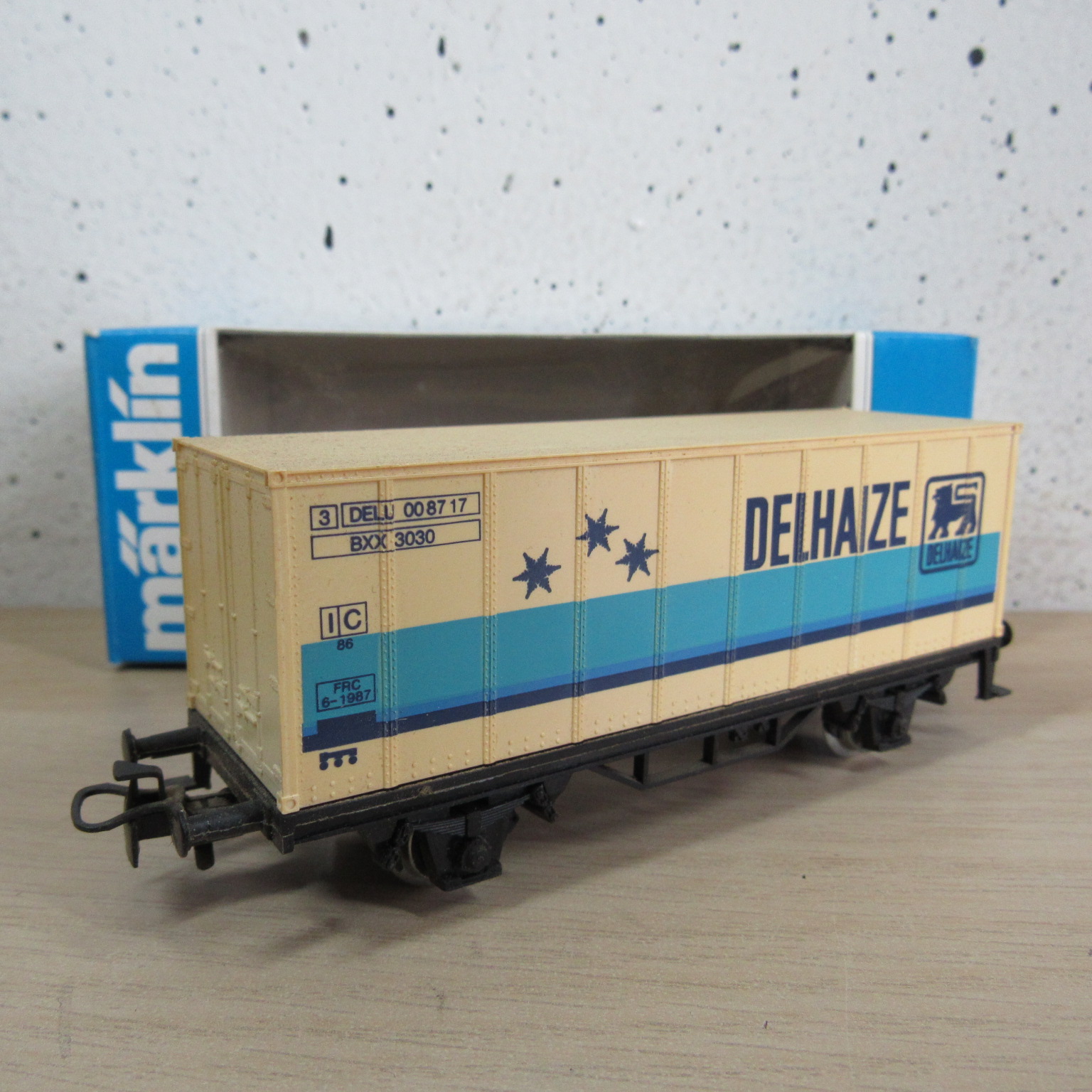 Marklin 4481 NMBS Containerdraagwagen (Delhaize) in Vervangende verpakking