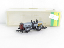Minitrix 13647 N KPEV Tankwagen met remmen, 2 assen, grijs, 'MOTOROLIE', 'VALVOLINE' in ovp