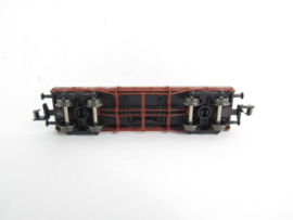 Fleischmann 8735 8701K N DR Platte wagen (Amerikaans ontwerp), type OOn, 4-assig, bruin, beladen met telegraafpalen in ovp