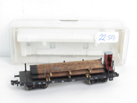 Fleischmann 828505K N DB Open laadbakwagen met Brhs, type/uitvoering SSk 07, 4-assig, geladen met telegraafpalen in ovp