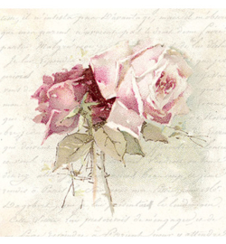 5x Servet, Vintage Rose Poem nr1