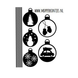 Herbruikbare raamsticker | Kerstballen