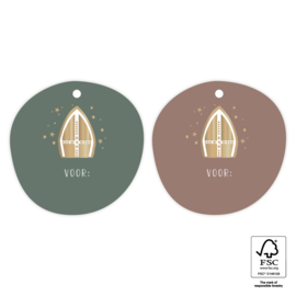 Cadeaulabel | Sint mijter goud (4 stuks)