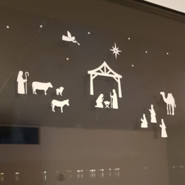 Herbruikbare raamsticker | Kerststal