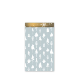 Cadeauzakjes | Lovely trees - ijsblauw goud 5 stuks (12x19 cm)