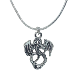 Draakje ketting zilverkleurig