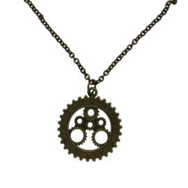 Vintage steampunk klok ketting bronskleurig