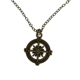 Vintage steampunk kompas ketting bronskleurig