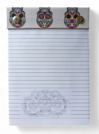 Schrijfblok 'day of the dead skulls' gelinieerd A6