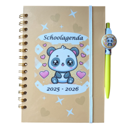 Schoolagenda 2025-2026 gele panda met pen