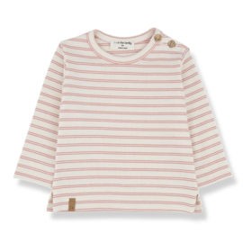 1+ in the family  | striped rib jersey coral LS