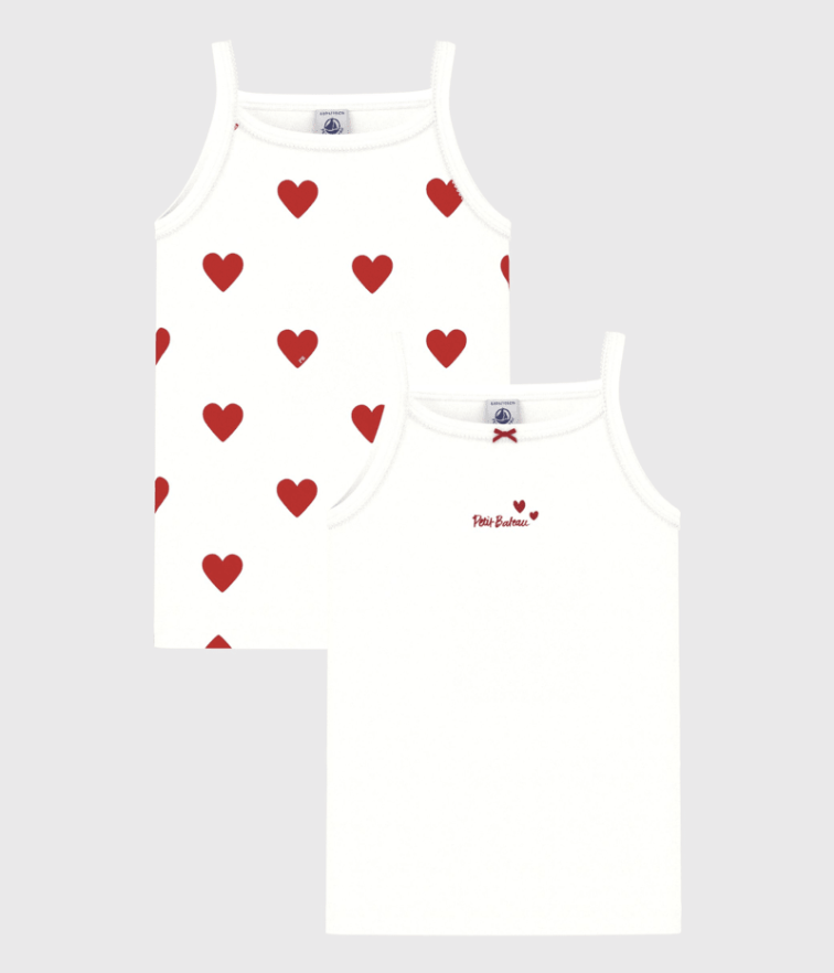 Petit Bateau | set van 2 katoenen hemdjes hart