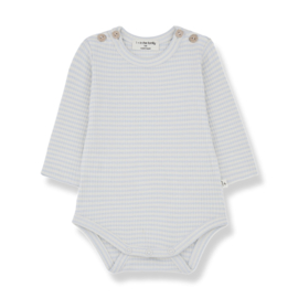 1+ in the family  | romper modal rib stripe misty blue