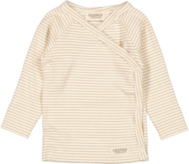 MarMar | Overslag vestje  Modal fine rib sandstone stripe