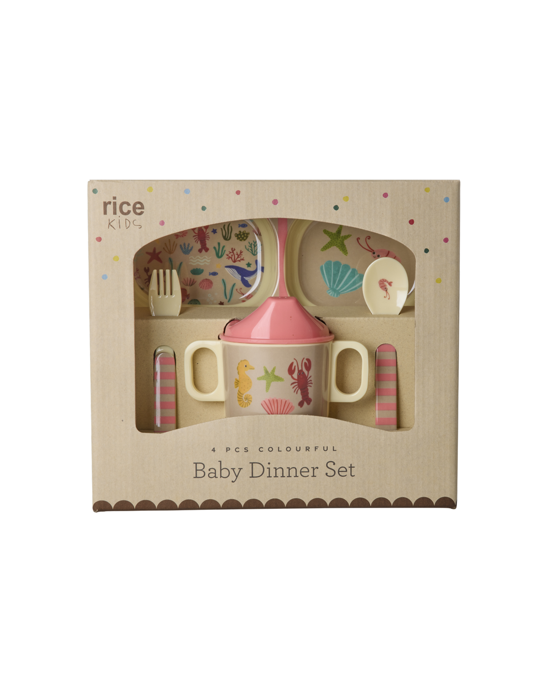 RICE | Baby Dinner Set - coral - Ocean Print - Giftbox