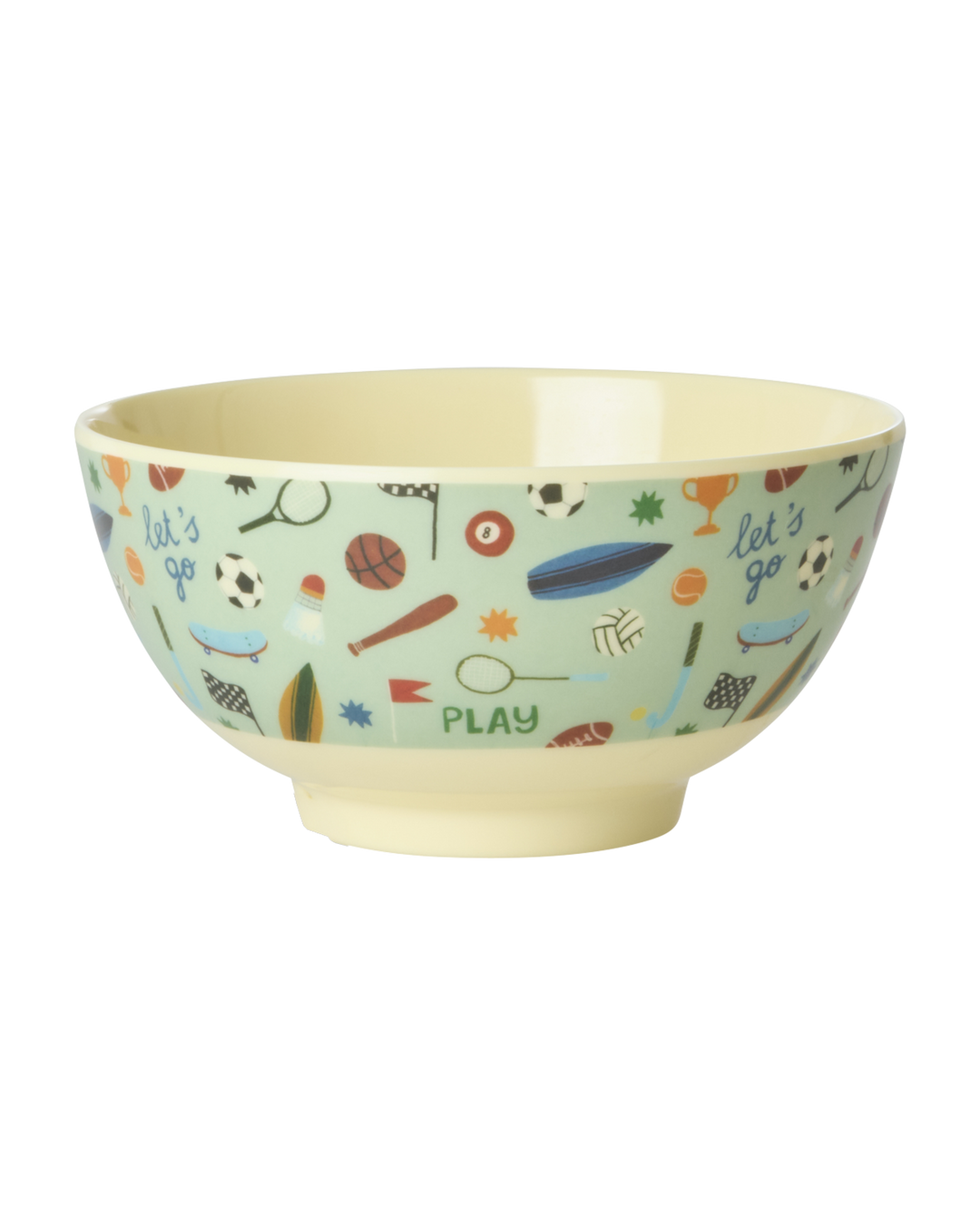 RICE | Medium Kids Bowl - Soft Green - Sports Print