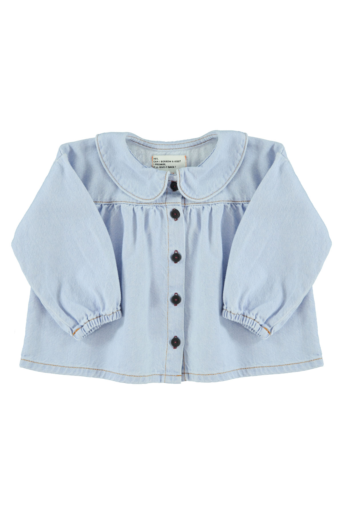 Piupiuchick | Peter pan collar blouse | Light blue soft denim