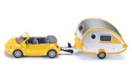 Siku | VW Beetle cabriolet met caravan