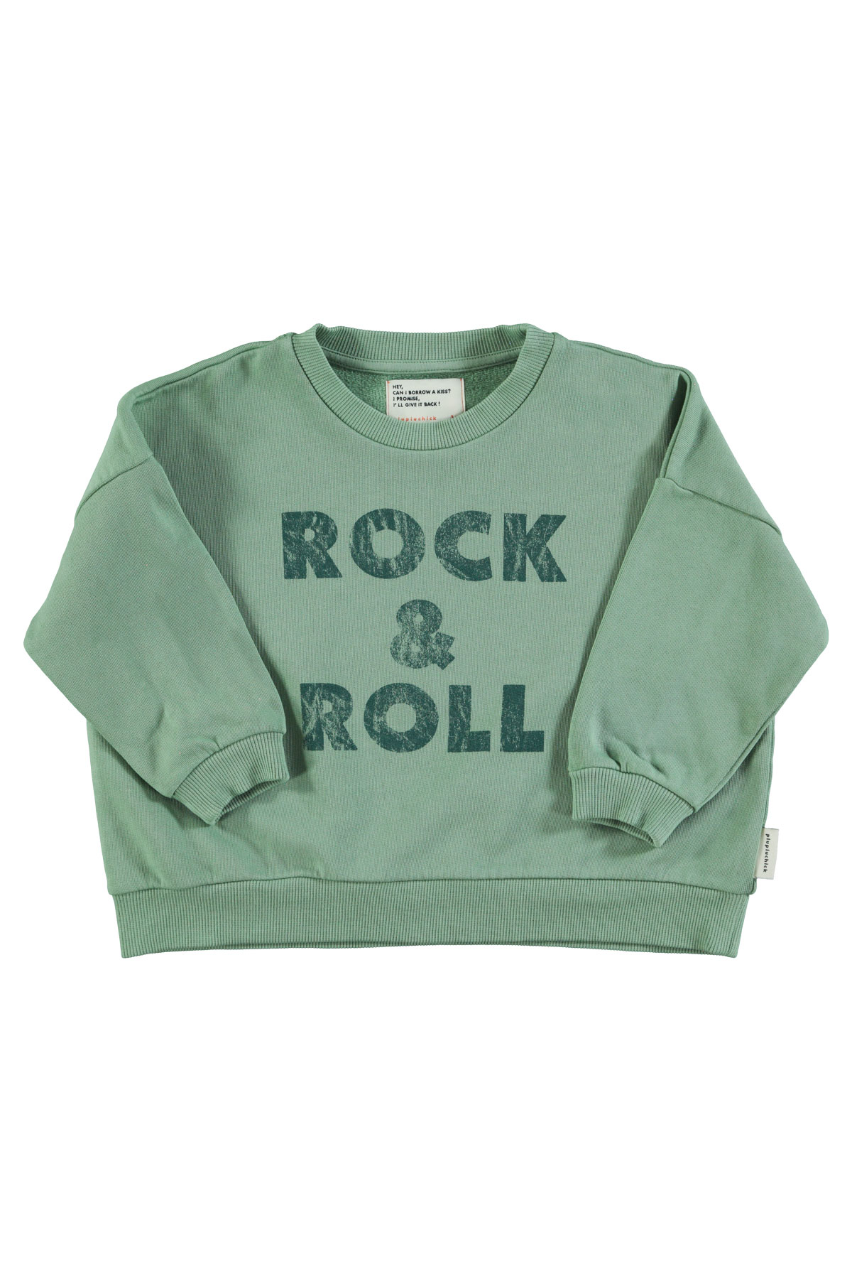 Piupiuchick | Sweatshirt | Green w/ "rock & roll" print