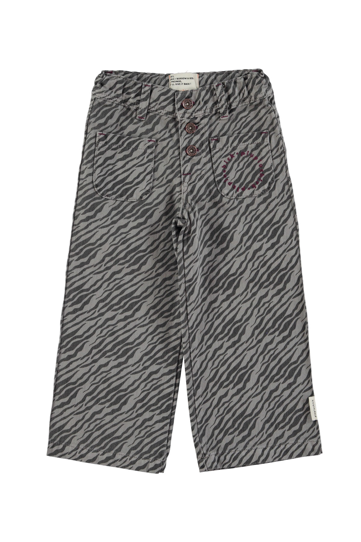 Piupiuchick | Flare trousers | Grey w/ zebra print
