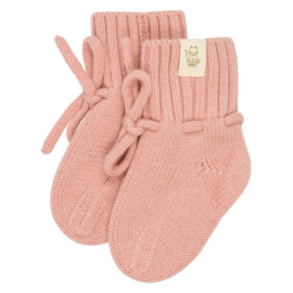 Moalie | Merinowollen slofjes dusty pink  0 -12 maanden