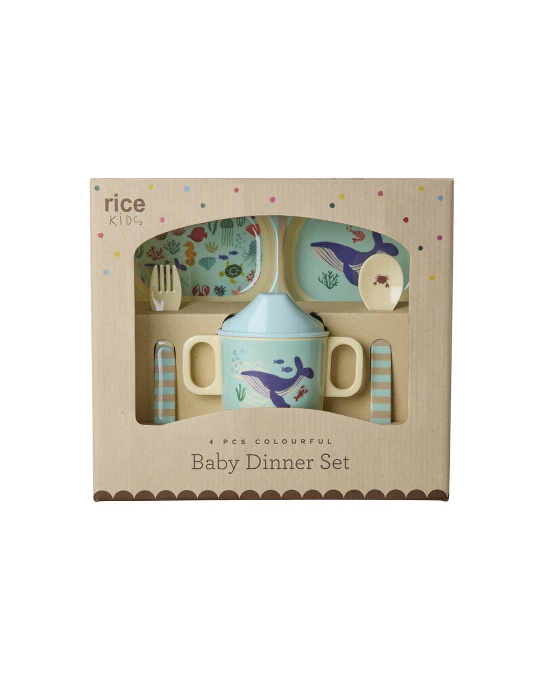 RICE | Baby Dinner Set - Blue - Ocean Print - Giftbox