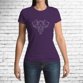 Geometric Elephant - Lines - wit