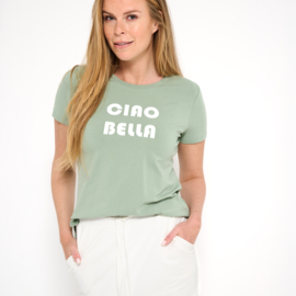 Tee soft green print