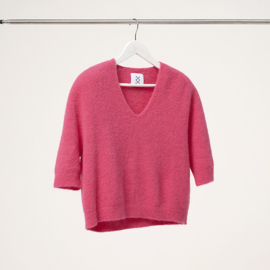 V-neck Bright pink soft knit