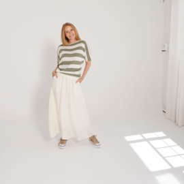 Trui streep offwhite-soft green